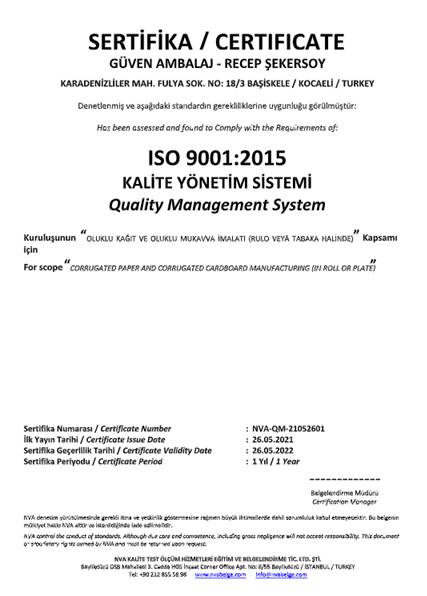ISO 9001:2015 - KALİTE YÖNETİM SİSTEMİ