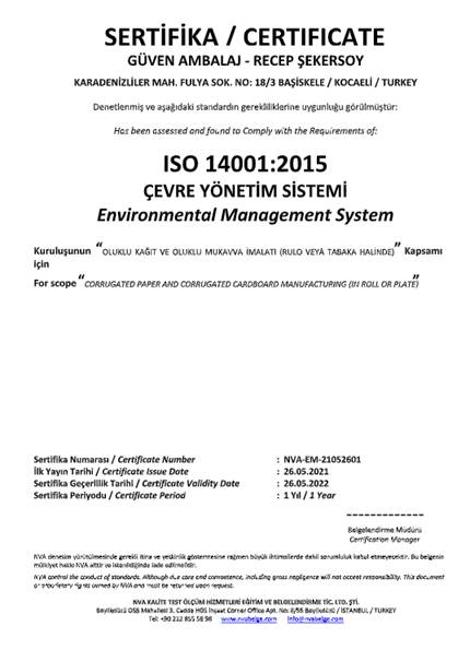 ISO 14001:2015 - ÇEVRE YÖNETİM SİSTEMİ